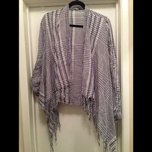 Blue and white light flowing cape jacket